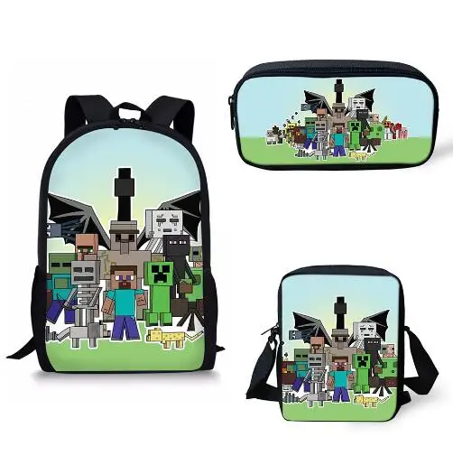 New arrival 3Pcs Set School Backpack Shoulder bag pencil bag set Minecraft Print School Bag Kids Boy Children Book bag
New arrival 3Pcs Set School Backpack Shoulder bag pencil bag set Minecraft Print School Bag Kids Boy Children Book bag