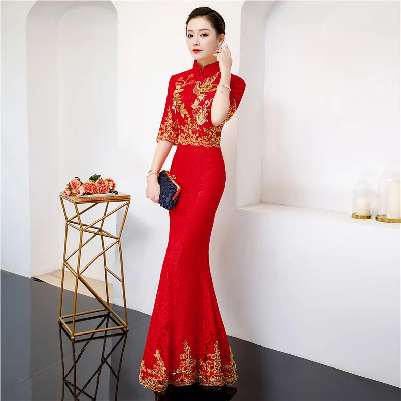 Red Bride Lace Cheongsam Women Wedding Dress Chinese Style Elegant Long Qipao Oriental Robe Luxury Party Dresses Vestido S-4XL
Red Bride Lace Cheongsam Women Wedding Dress Chinese Style Elegant Long Qipao Oriental Robe Luxury Party Dresses Vestido S-4XL