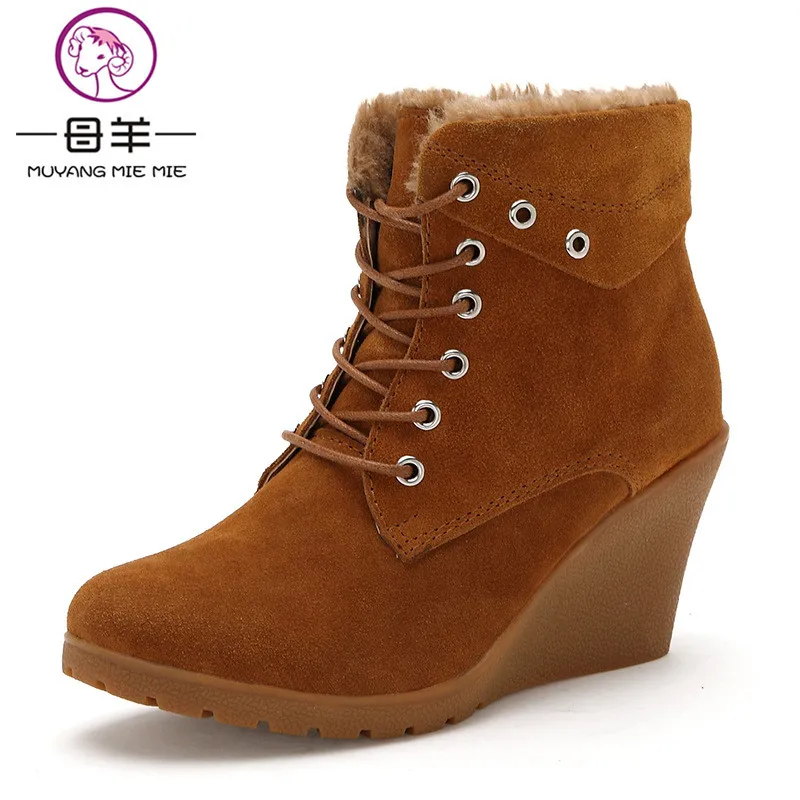 Winter Boots Women Genuine Leather Wedges Ankle Boots 2017 Fashion High Heels Lace-Up Warm Shoes Woman Snow Boots Women Boots
Winter Boots Women Genuine Leather Wedges Ankle Boots 2017 Fashion High Heels Lace-Up Warm Shoes Woman Snow Boots Women Boots