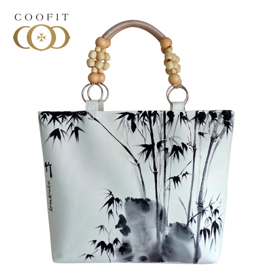 2018 New National Style Ink Painting Women Handbag Canvas Bamboo Printed Shoulder Bags With Wood Beaded Handle Female Tote Sac
2018 New National Style Ink Painting Women Handbag Canvas Bamboo Printed Shoulder Bags With Wood Beaded Handle Female Tote Sac