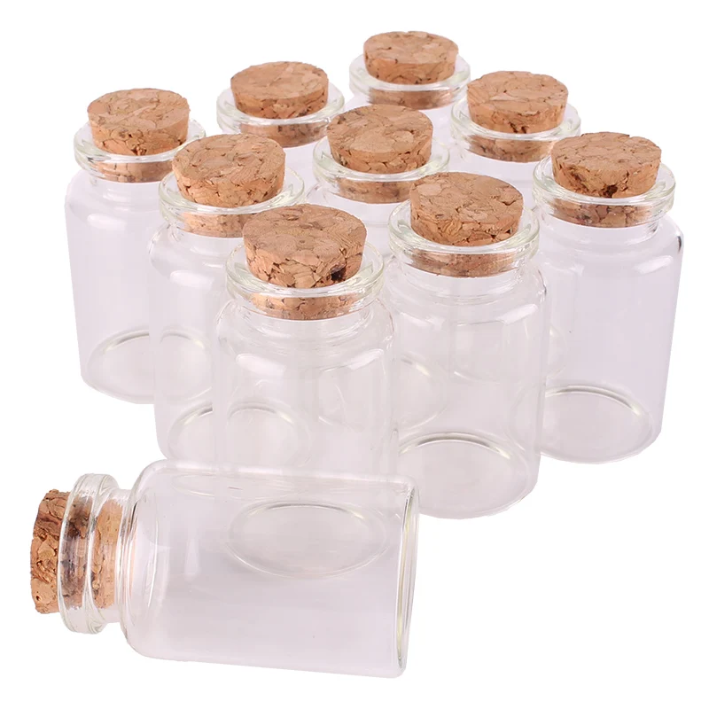 

24pcs 30*50*17mm 20ml Mini Glass Wishing Bottles Tiny Jars Vials With Cork Stopper wedding gift