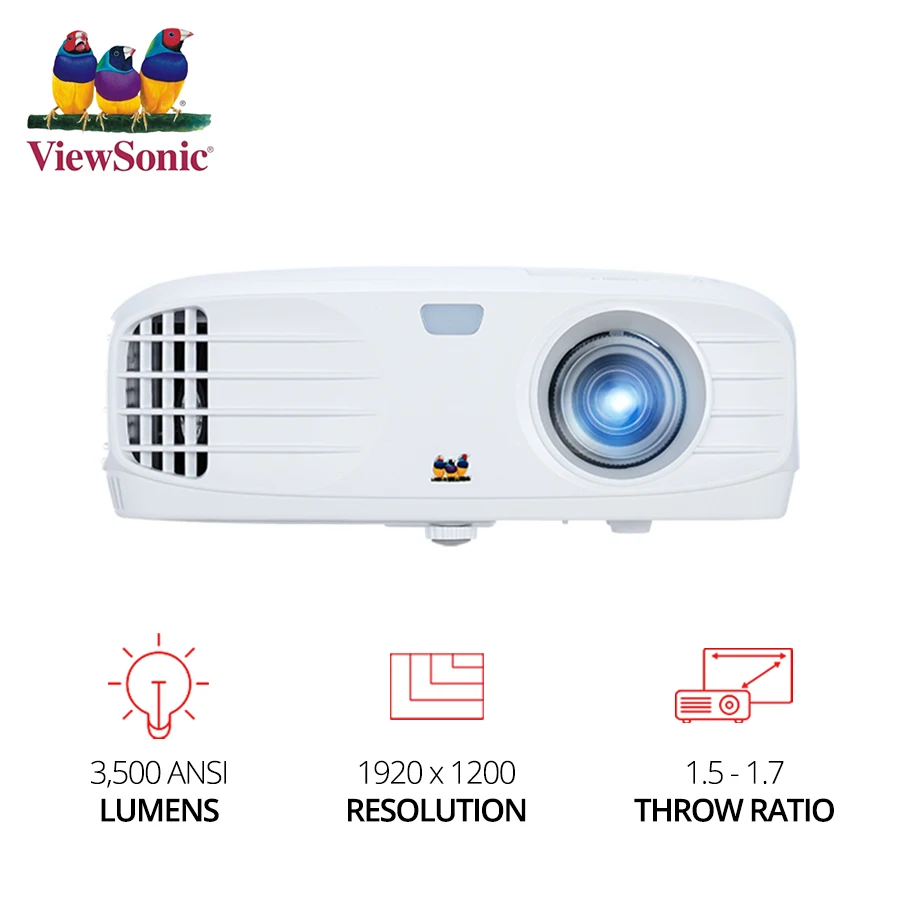 

ViewSonic PG700WU 1920 x 1200 Resolution 3,500 ANSI Lumens 1.5 - 1.7 Throw Ratio Projector DLP Beamer Full HD video Home Cinema