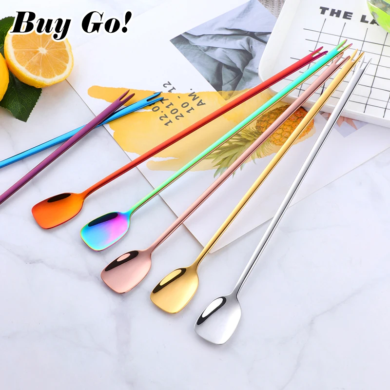 1PC Rainbow Shovel Long Handle 2 in 1 Dessert Ice Cream Fruit Spoon Fork Stainless Steel Bar Cocktail Stirring Mixing Spoon Tool
1PC Rainbow Shovel Long Handle 2 in 1 Dessert Ice Cream Fruit Spoon Fork Stainless Steel Bar Cocktail Stirring Mixing Spoon Tool