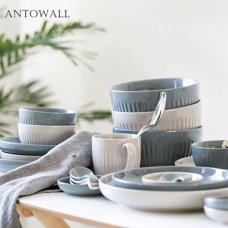 ANTOWALL Two Color Ceramic Tableware Set Rice Salad Bowl Coffee Mug Sauce Dish Dinner Plate and Soup Spoon
ANTOWALL Two Color Ceramic Tableware Set Rice Salad Bowl Coffee Mug Sauce Dish Dinner Plate and Soup Spoon