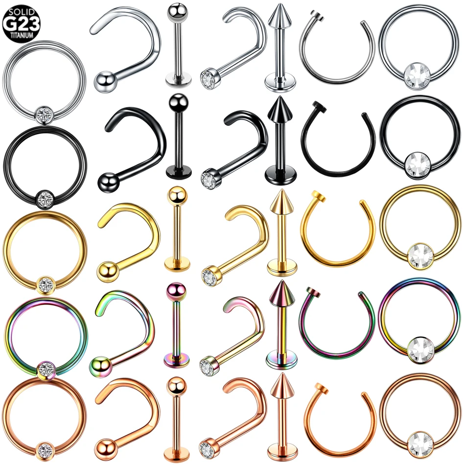 5Pcs/Lot G23 Titanium Nose Rings Stud Piercings Mixed Colors Piercing Nariz BCR & CBR Helix Earrings Cartiliage Lip Labret Studs
5Pcs/Lot G23 Titanium Nose Rings Stud Piercings Mixed Colors Piercing Nariz BCR & CBR Helix Earrings Cartiliage Lip Labret Studs