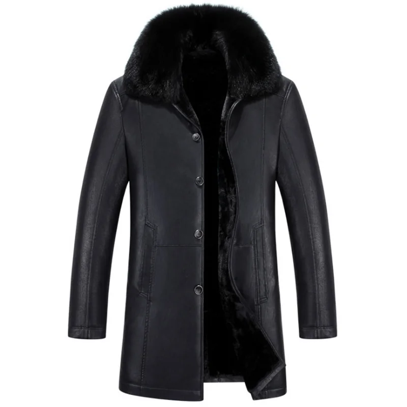 Winter Leather Jacket Men Single Breasted Long Trench Coats New Fashion Real Fur Collar Leather Jackets Male Windproof Coats 5XL
Winter Leather Jacket Men Single Breasted Long Trench Coats New Fashion Real Fur Collar Leather Jackets Male Windproof Coats 5XL