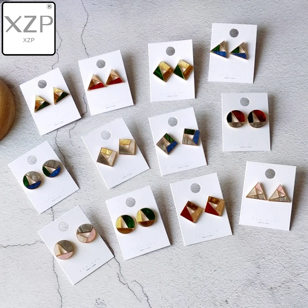 XZP Japan Korea Colorful Splice Acrylic Acetic Acid Hollow Square Geometric Round Triangle Acetate Stud Earrings for Women Girl
XZP Japan Korea Colorful Splice Acrylic Acetic Acid Hollow Square Geometric Round Triangle Acetate Stud Earrings for Women Girl