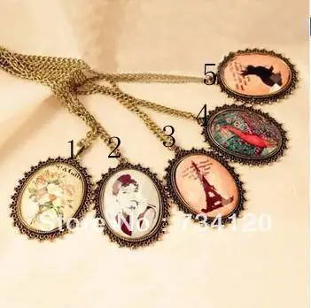 N130 2019 HOT Vintage Jewelry Oval Audrey Hepburn Eiffel Tower Peacock Rabbit Flower Charm Pendant Necklaces
N130 2019 HOT Vintage Jewelry Oval Audrey Hepburn Eiffel Tower Peacock Rabbit Flower Charm Pendant Necklaces