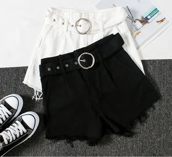 2019 Women's Black/ White High Waist Jeans Female Tassels Raw Edged Denim Shorts With Belt Wild Fashion Mini Cowboy Shorts D352
2019 Women's Black/ White High Waist Jeans Female Tassels Raw Edged Denim Shorts With Belt Wild Fashion Mini Cowboy Shorts D352