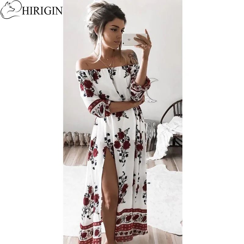 HIRIGIN 2017 Summer Boho Beach Dress Off Shoulder Vintage Floral Printed Women Long Dress Half sleeve Loose Maxi Dress Vestidos
HIRIGIN 2017 Summer Boho Beach Dress Off Shoulder Vintage Floral Printed Women Long Dress Half sleeve Loose Maxi Dress Vestidos