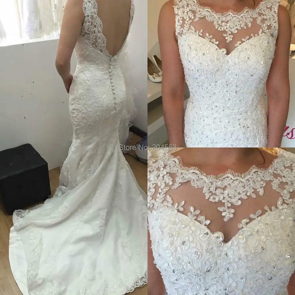 Latest White/Ivory Trumpet Wedding Dresses with Appliques and Beads Bridal Gown Chapel Train Back Open
Latest White/Ivory Trumpet Wedding Dresses with Appliques and Beads Bridal Gown Chapel Train Back Open