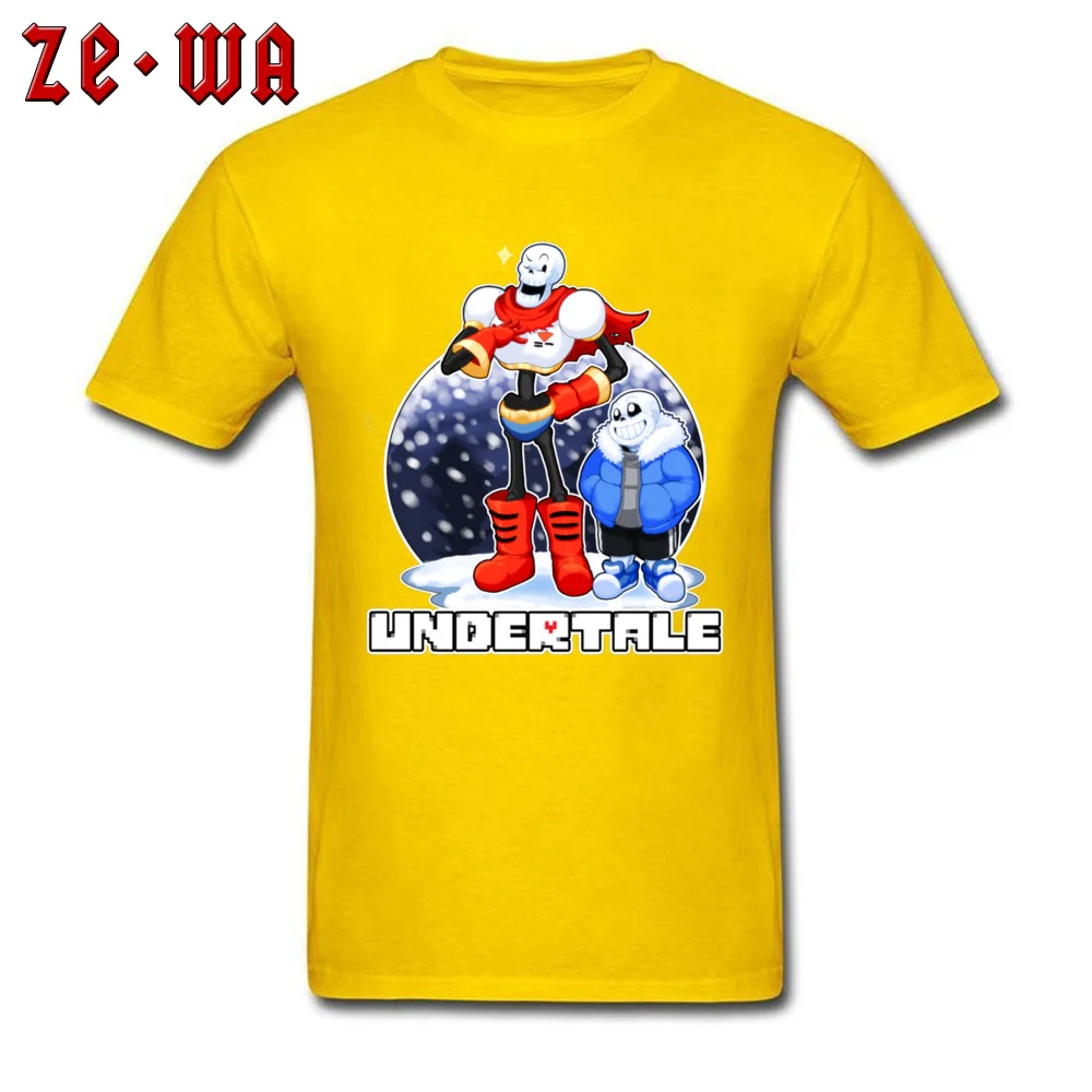 Graphic Men's Tshirts Round Collar Short Sleeve Cotton Undertale -4992 Tops & Tees Street Tee-Shirts Drop Shipping Undertale -4992 yellow