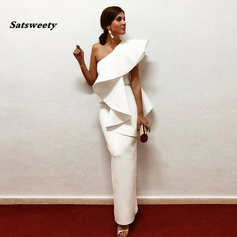 Vintage One Shoulder White Evening Dresses Ruffles Satin Floor Length Women Formal Party Dresses Long Prom Gowns
Vintage One Shoulder White Evening Dresses Ruffles Satin Floor Length Women Formal Party Dresses Long Prom Gowns