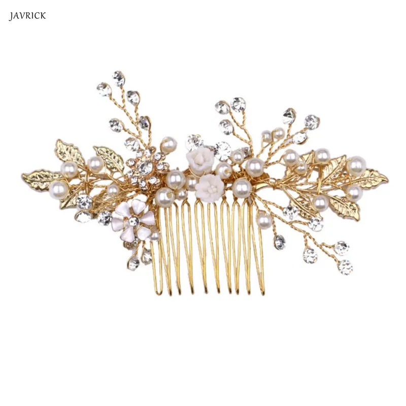 Bride Hair Comb Crystal Pearl Gold Leaves Headwear Women Jewelry Wedding Decoration
Bride Hair Comb Crystal Pearl Gold Leaves Headwear Women Jewelry Wedding Decoration