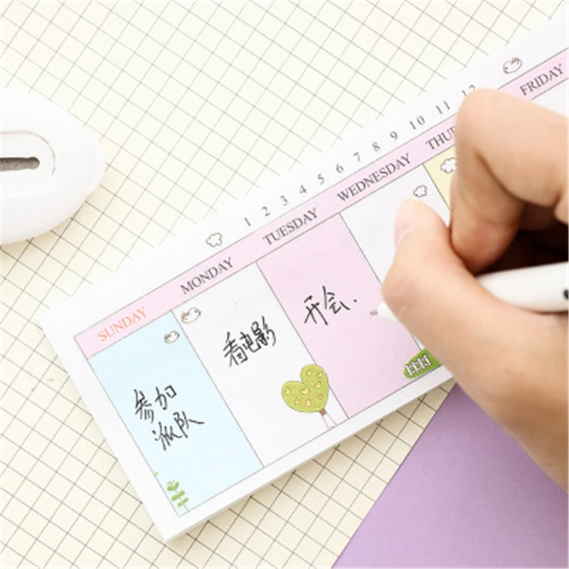 Kawaii Cute Weekly Plan Paper Scrapbooking Stickers Sticky Note Stationery School Supplies Memo Pad Papelaria Notebook
Kawaii Cute Weekly Plan Paper Scrapbooking Stickers Sticky Note Stationery School Supplies Memo Pad Papelaria Notebook