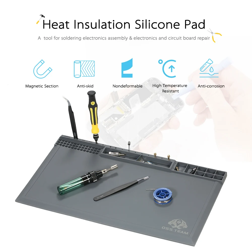 Magnetic Heat Insulation Silicone Pad for BGA Soldering Station soldering iron Repair Mat High Temperature Maintenance Platform
Magnetic Heat Insulation Silicone Pad for BGA Soldering Station soldering iron Repair Mat High Temperature Maintenance Platform