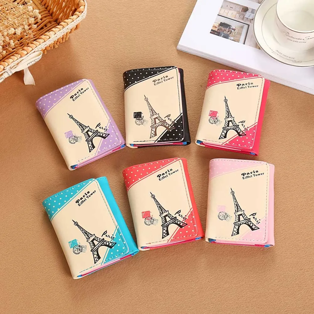 

Women Paris Eiffel Tower Hasp Coin Purse Short Wallet Card Holders Handbag Designer Wallets Famous Brand Hot Sale N21