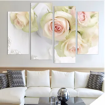 Wall For Living Room Nordic Decoration 4 Panel White Rose Flower New Art Canvas Painting Modular Picture Poster
Wall For Living Room Nordic Decoration 4 Panel White Rose Flower New Art Canvas Painting Modular Picture Poster