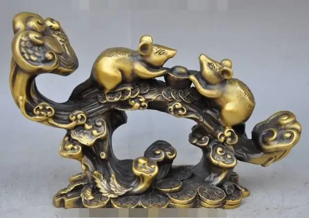 S02613 9"chinese fengshui bronze mice mouse wealth yuanbao ingot money coin ruyi statue B0403
S02613 9"chinese fengshui bronze mice mouse wealth yuanbao ingot money coin ruyi statue B0403