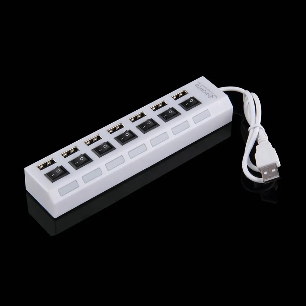 White 7 Ports USB 2.0 High Speed Adapter Hub Power On/Off Switch Red LED light for laptop PC notebook C1
White 7 Ports USB 2.0 High Speed Adapter Hub Power On/Off Switch Red LED light for laptop PC notebook C1