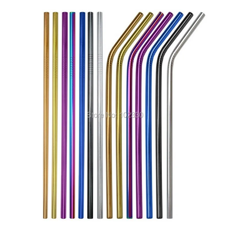 1000pcs 21.5cm 6mm Stainless Steel Drinking Straws Reusable Filter DIY Tea Coffee Tools Party Bar Accessories 7 color free logo | Дом и сад