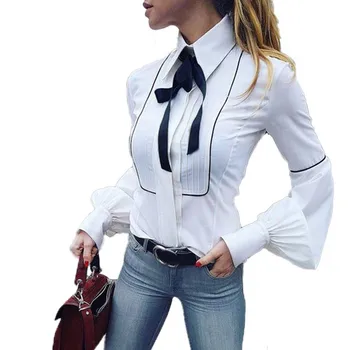 Women's Solid White Shirts Buttons Bow Office Lady Workwear Spring Summer Long Lantern Sleeve Chiffon Blouse Female Elegant Tops
Women's Solid White Shirts Buttons Bow Office Lady Workwear Spring Summer Long Lantern Sleeve Chiffon Blouse Female Elegant Tops