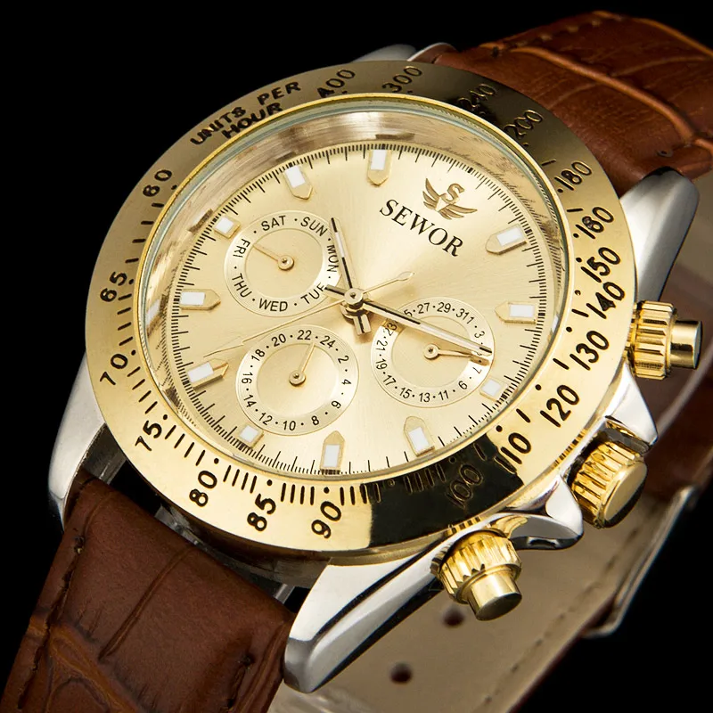 SEWOR Fashion Nice Gold Men's Six Needle Automatic Mechanical Watch Mens Dress Sport Watch Men Army Military Watch C1095
SEWOR Fashion Nice Gold Men's Six Needle Automatic Mechanical Watch Mens Dress Sport Watch Men Army Military Watch C1095