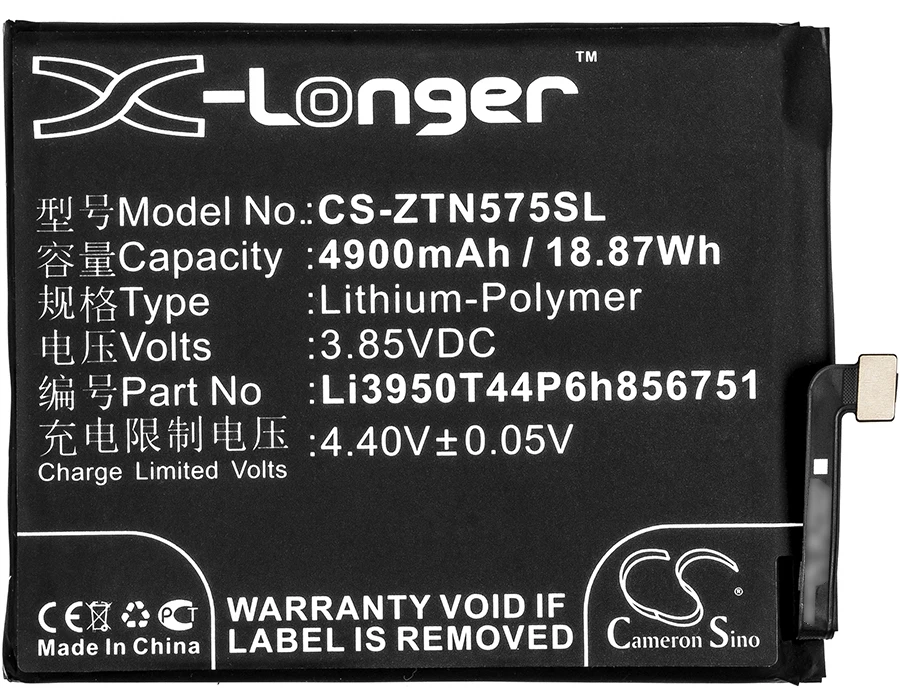 Cameron Sino 4900 мАч аккумулятор Li3950T44P6h856751 для ZTE/Nubia N2 Nubia Dual SIM телефон с двумя картами