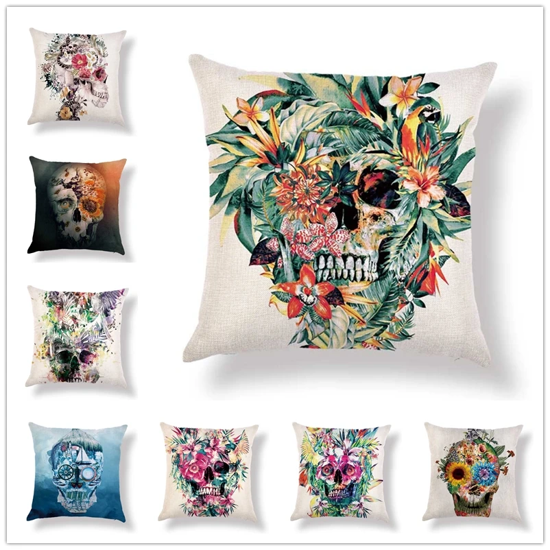 Home Textile Scary Skull Flowers Pattern Cushion Cover Decorative Pillows Cushions Home Decor Chairs Sofa Pillowcases Car Seat
Home Textile Scary Skull Flowers Pattern Cushion Cover Decorative Pillows Cushions Home Decor Chairs Sofa Pillowcases Car Seat