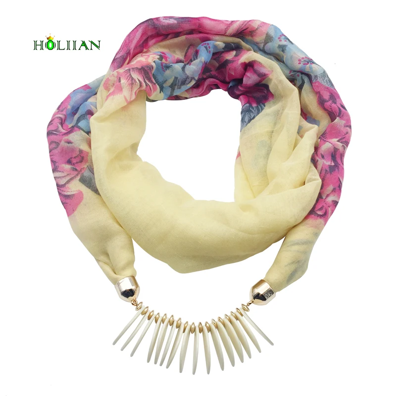 Fashion scarf necklace for women beads pendent jewelry wrap bandana ethnic foulard lic winter female accessories colorful flower | Украшения