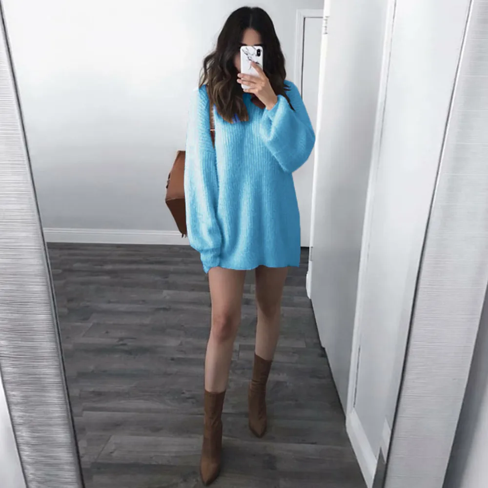 Fashion Women Warm Sweater Solid O-Neck Loose Knitted Warm Long Latern Sleeve Sweater Blouse Knitted Jumpers Sweter Female
Fashion Women Warm Sweater Solid O-Neck Loose Knitted Warm Long Latern Sleeve Sweater Blouse Knitted Jumpers Sweter Female
