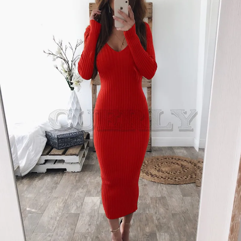 Autumn Knitted Bodycon Maxi Dress Casual Sexy V Neck Long Sleeve Women Elegant summer Slim Fashion Long Dresses Thin Dress 2019
Autumn Knitted Bodycon Maxi Dress Casual Sexy V Neck Long Sleeve Women Elegant summer Slim Fashion Long Dresses Thin Dress 2019