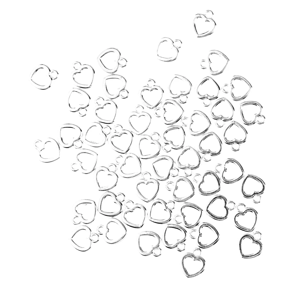 100 Pieces Bulk Hollow Out Mini Heart 12x10mm Charms DIY Crafts Earring Dangle Findings DIY Project Crafts
