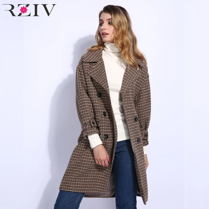 RZIV autumn winter female coat pocket decoration casual plaid long section of double-breasted coat
RZIV autumn winter female coat pocket decoration casual plaid long section of double-breasted coat