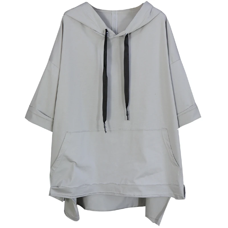 Spring Summer Large Size Women's Tops Half Sleeve Loose Hooded Pullovers Medium-long Back Letter Printed Students T-shirts
Spring Summer Large Size Women's Tops Half Sleeve Loose Hooded Pullovers Medium-long Back Letter Printed Students T-shirts