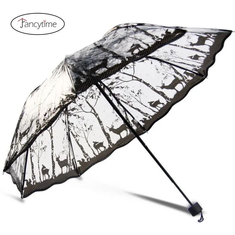 Fancytime Transparent Umbrella Rain Sunny and Rainy Umbrella Parasol Thicken Three-folding Advertising Women Umbrella
Fancytime Transparent Umbrella Rain Sunny and Rainy Umbrella Parasol Thicken Three-folding Advertising Women Umbrella