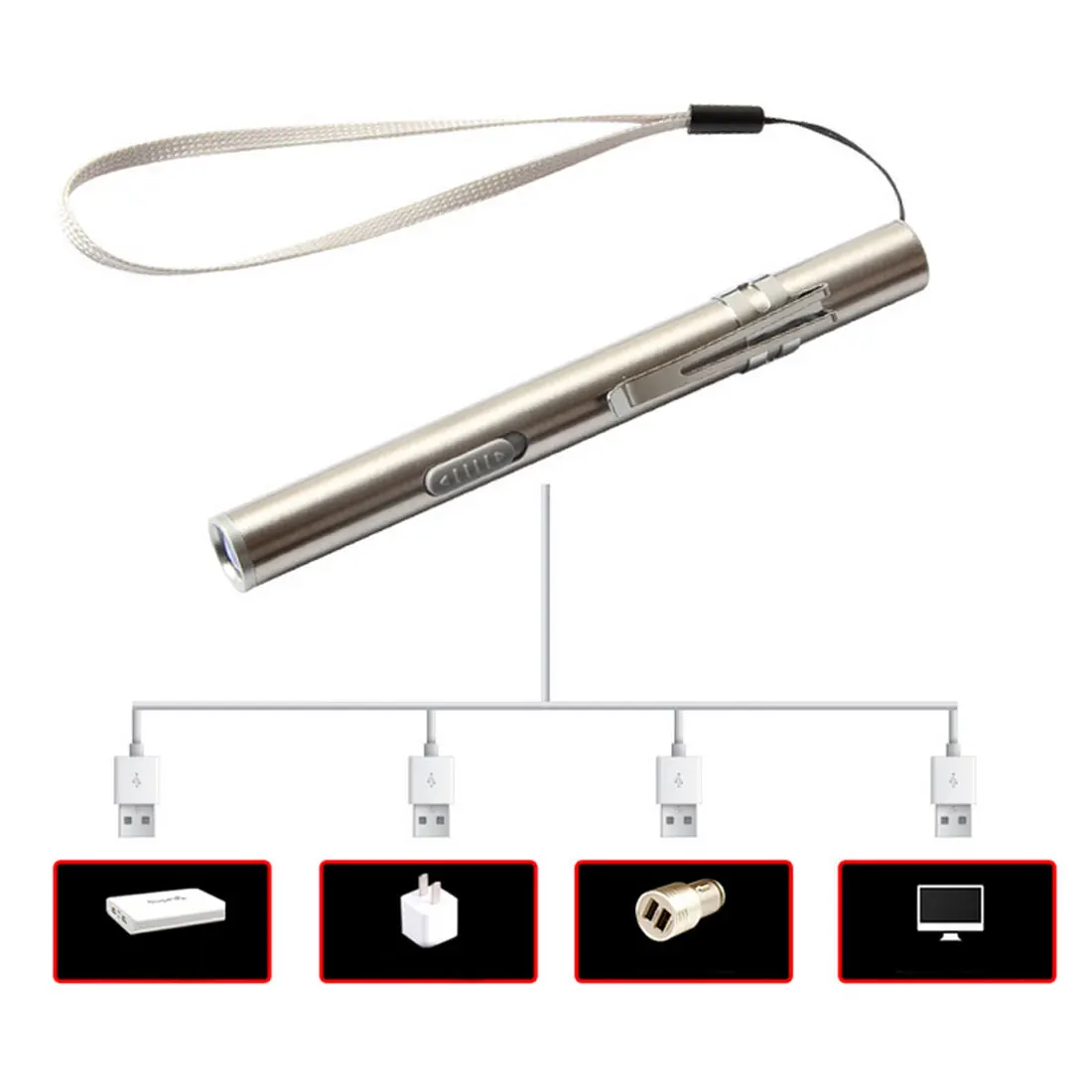 Medical Handy Pen Light USB Rechargeable Mini Nursing Flashlight LED Torch + Stainless Steel Clip
Medical Handy Pen Light USB Rechargeable Mini Nursing Flashlight LED Torch + Stainless Steel Clip