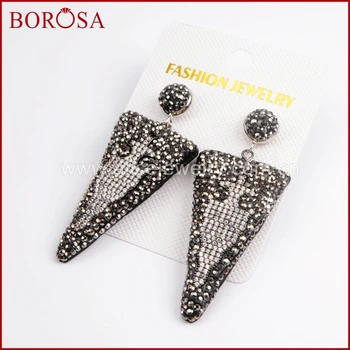 BOROSA New Arrival Rhinestone Pave Snakeskin Back Triangle Dangle Earrings Gems Druzy Drop Earrings Christmas Jewelry JAB808
BOROSA New Arrival Rhinestone Pave Snakeskin Back Triangle Dangle Earrings Gems Druzy Drop Earrings Christmas Jewelry JAB808