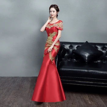 Red Lady Phoenix Qipao Classic Satin Flower Faux Pearl Banquet Evening Mermaid Cheongsam Improved Bridesmaid Bride Wedding Dress
Red Lady Phoenix Qipao Classic Satin Flower Faux Pearl Banquet Evening Mermaid Cheongsam Improved Bridesmaid Bride Wedding Dress
