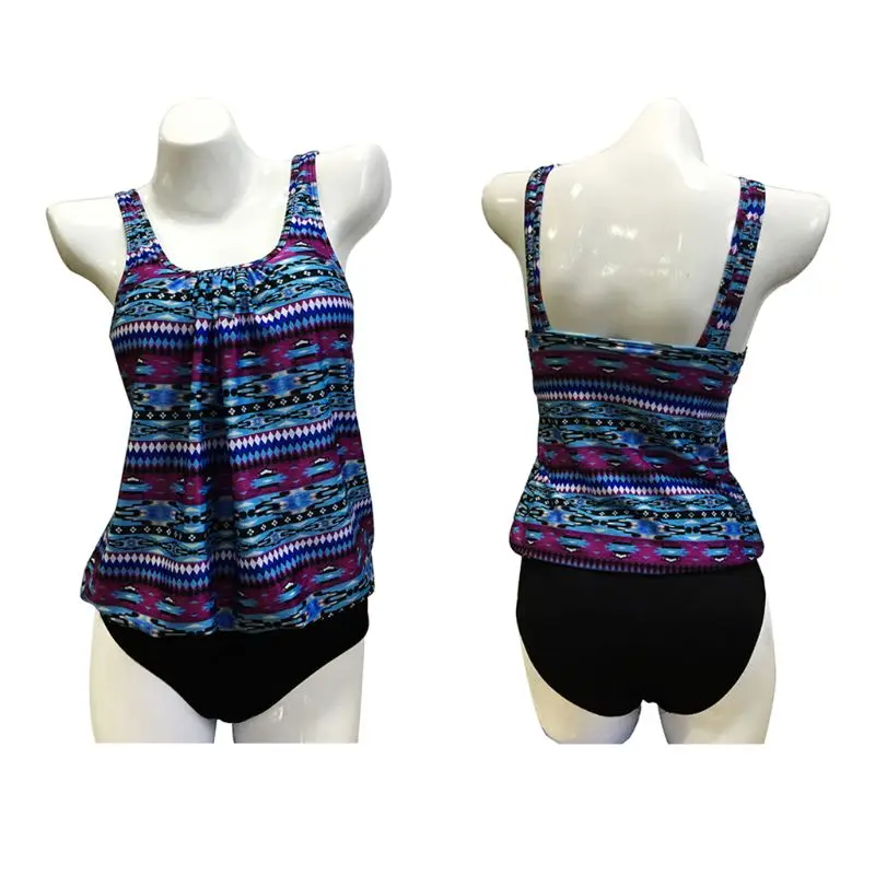 Plus Size Two-Piece Tankini Set Boho Geometric Colored Stripes Digital Printing Tank Top Low Waist Triangle Bottoms Swimsuit
Plus Size Two-Piece Tankini Set Boho Geometric Colored Stripes Digital Printing Tank Top Low Waist Triangle Bottoms Swimsuit
