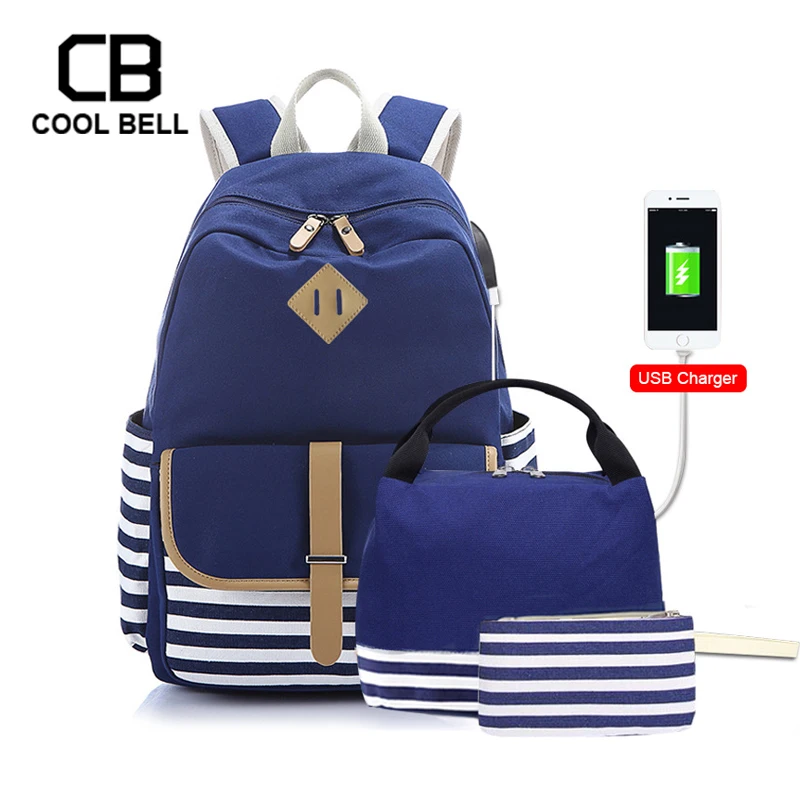 Striped Patchwork Canvas Waterprrof Backpack Women 3pcs/set Schoolbag USB Charger Laptop Backpack School Bags For Girls Set Bags
Striped Patchwork Canvas Waterprrof Backpack Women 3pcs/set Schoolbag USB Charger Laptop Backpack School Bags For Girls Set Bags