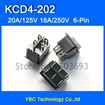 

10pcs/lot 6 Pin 16A 250V 20A 125V Black Button Rocker Switch KCD4-202 On - Off Rocker Power Switches