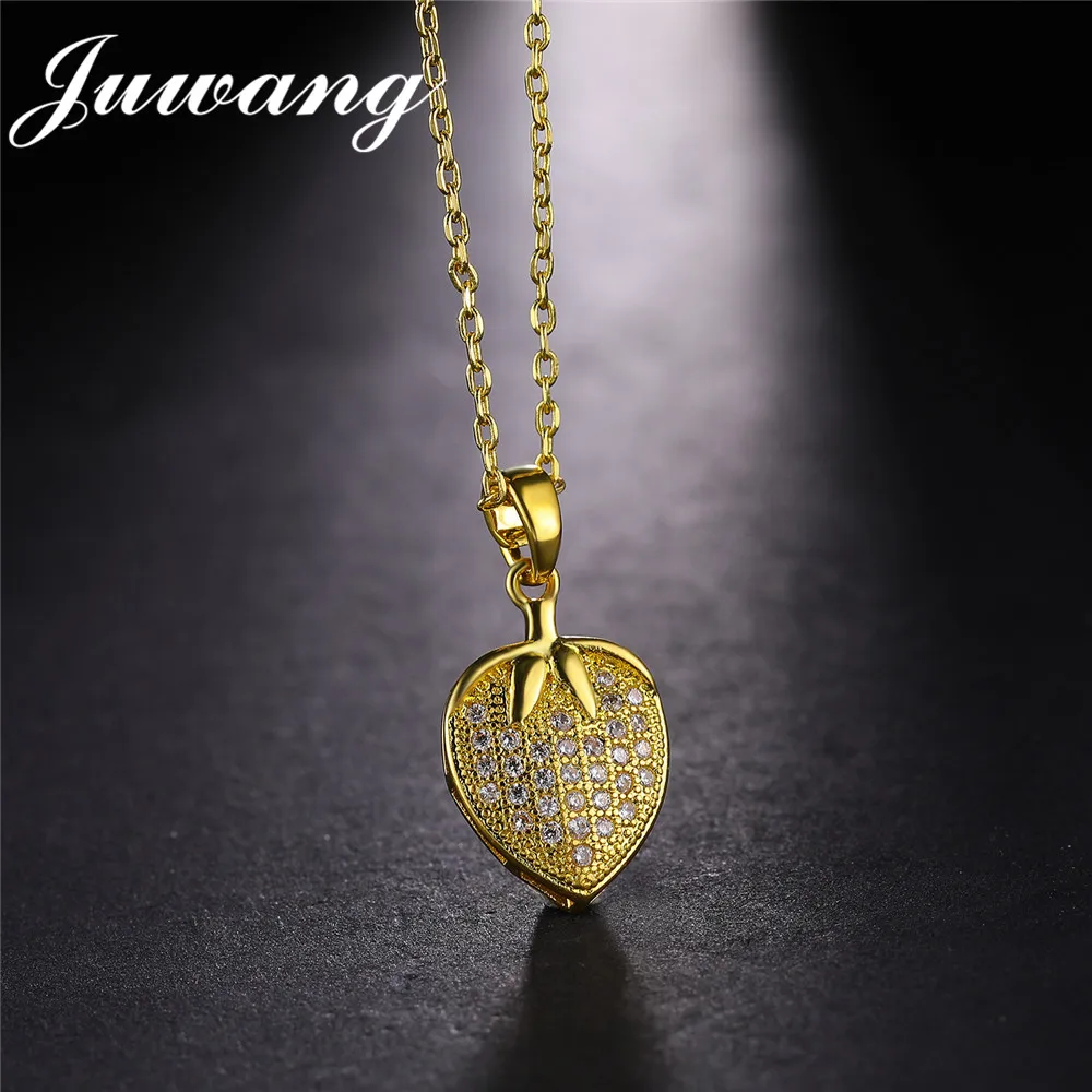 JUWANG Necklaces Cute CZ Strawberry Crystal Rhinestone Pendant For Woman Girl Femme Gold Chain Jewelry Gift Wholesale
JUWANG Necklaces Cute CZ Strawberry Crystal Rhinestone Pendant For Woman Girl Femme Gold Chain Jewelry Gift Wholesale