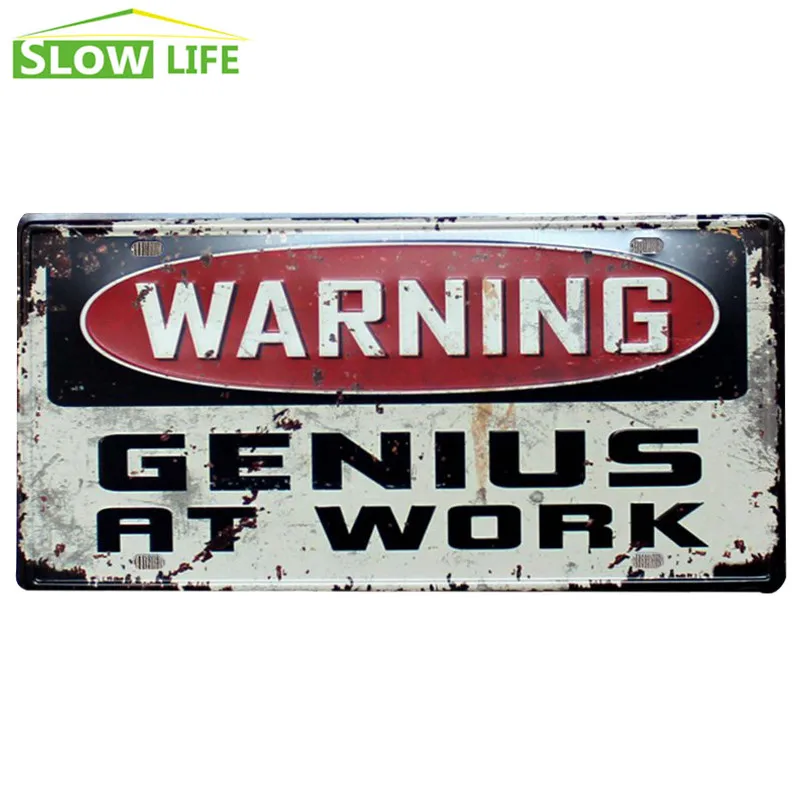Warning Genius At Work Car License Plate Vintage Home Decor Tin Sign Office Cafe Decorative Metal Sign Retro Bumpy Metal Plaque
Warning Genius At Work Car License Plate Vintage Home Decor Tin Sign Office Cafe Decorative Metal Sign Retro Bumpy Metal Plaque