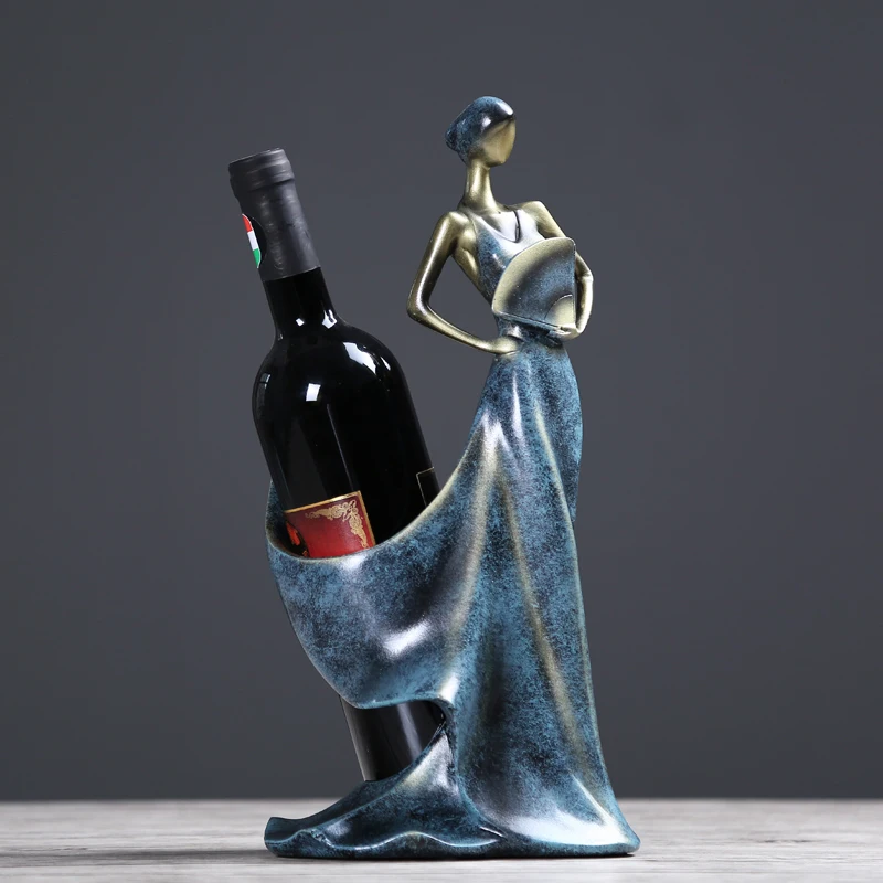 

Modern creative resin Red Wine Rack Bottle Holder creative Figurines & Miniatures beauty girl Furnishing Articles for home decor