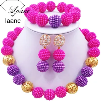 Laanc Latest Fuschia Pink and Purple Simulated Pearl African Beads Jewelry Set for Women AL732
Laanc Latest Fuschia Pink and Purple Simulated Pearl African Beads Jewelry Set for Women AL732