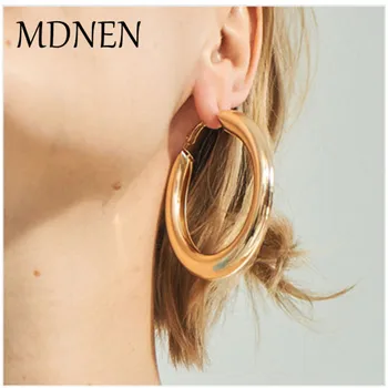 

Gold Hoops Earrings Thick Tube Round Circle Rings Earings For Women Zinc Alloy Trendy Hiphop Rock Jewelry Wholesale