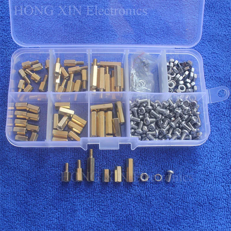 260Pcs/M3 PCB Threaded Male-Female/Female Brass Hex Standoff Spacer Board Round Head Screws Nut Assortment Box kit set
260Pcs/M3 PCB Threaded Male-Female/Female Brass Hex Standoff Spacer Board Round Head Screws Nut Assortment Box kit set