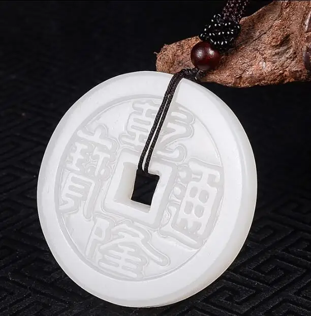 Hetian бронзовое ожерелье с подвеской Baiyu древние деньги Qianlong Tongbao Овечья Толстая