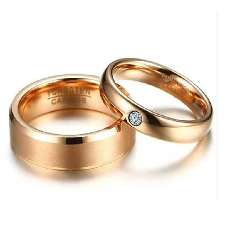 Soul Men 1 Pair Rose Gold Color Tungsten Carbide Couples Wedding Rings for Women Men 6mm For His 4mm CZ For Her
Soul Men 1 Pair Rose Gold Color Tungsten Carbide Couples Wedding Rings for Women Men 6mm For His 4mm CZ For Her